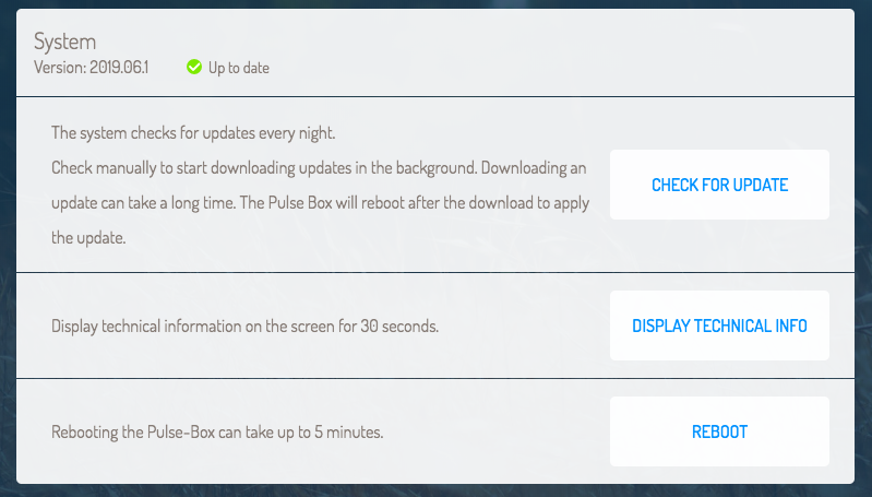 Pulse Box version logicielle : vérifier la dernière version disponible